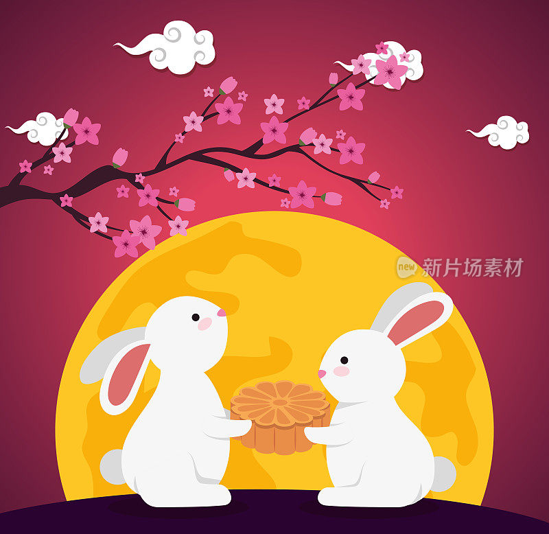 rabbits together with cookie and tree branches trees